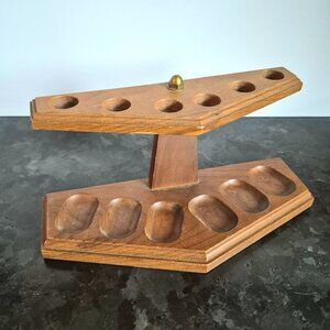 Vintage Wooden Pipe Holder, Room For 6 Pipes, Made In Canada, Tobacciana